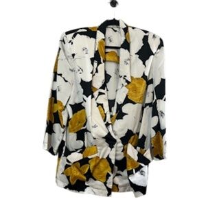 Vintage Floral Jacket 14 White Old Money Classic Preppy Resort Boho Western 70s